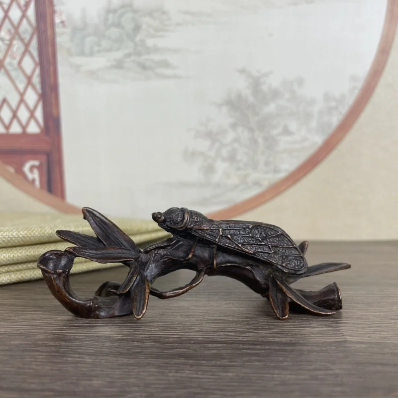 Vintage copper alloy bamboo ornament, symbolizing peace prosperity, rising steadily and achieving success, a striking table