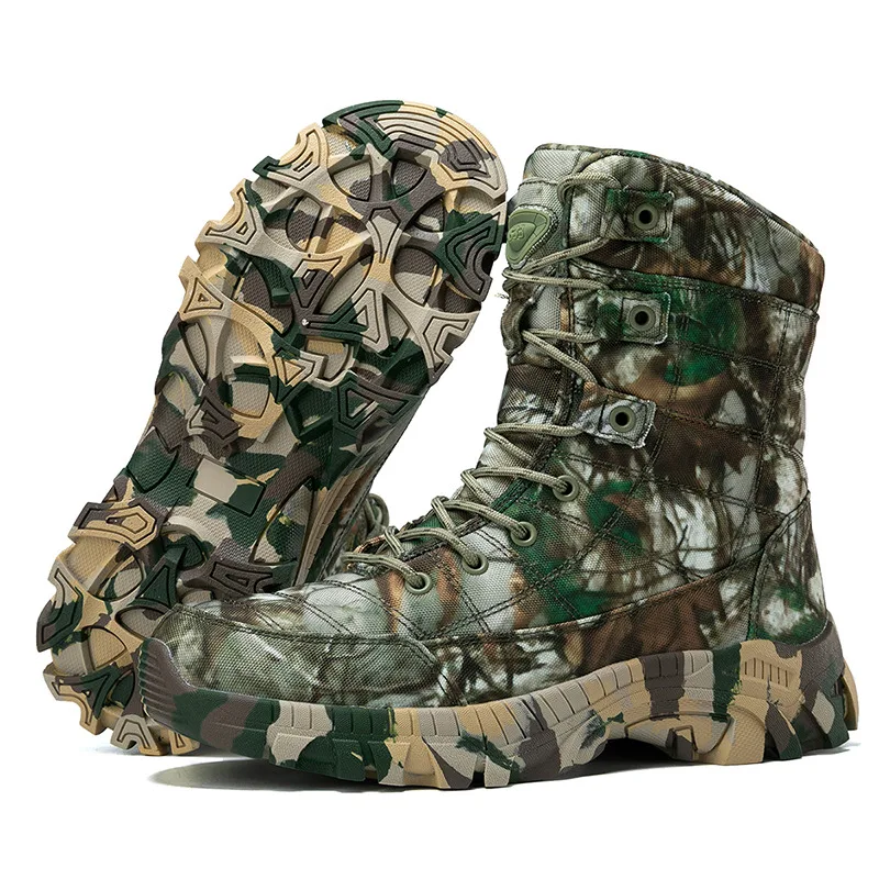 Hochwertige Camouflage Trekking stiefel Mann profession elle Leder Kletter schuhe Männer bequeme rutsch feste Herren Wanderschuhe