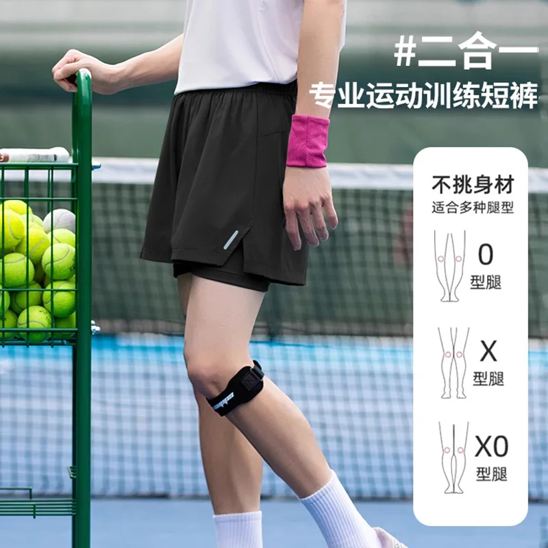 Outdoor Hiking Yoga Sports Shorts for Women Summer Two-in-One Running Quick-Dry A-Line Shorts Fake Two-Piece Fitness Shorts