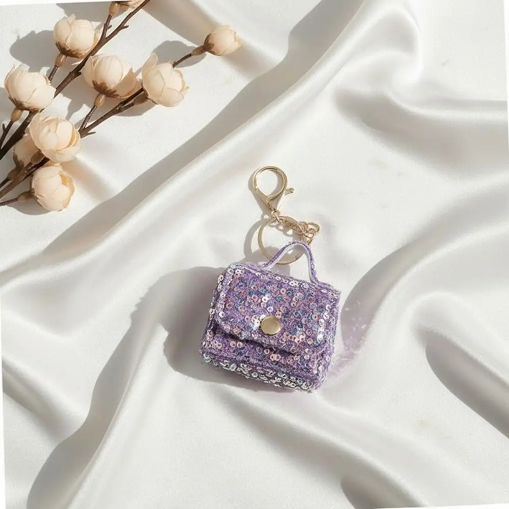 Fashion Sequin Mini Earphone Case with Keychain DIY Coin Purse Backpack Pendant Backpack Decoration