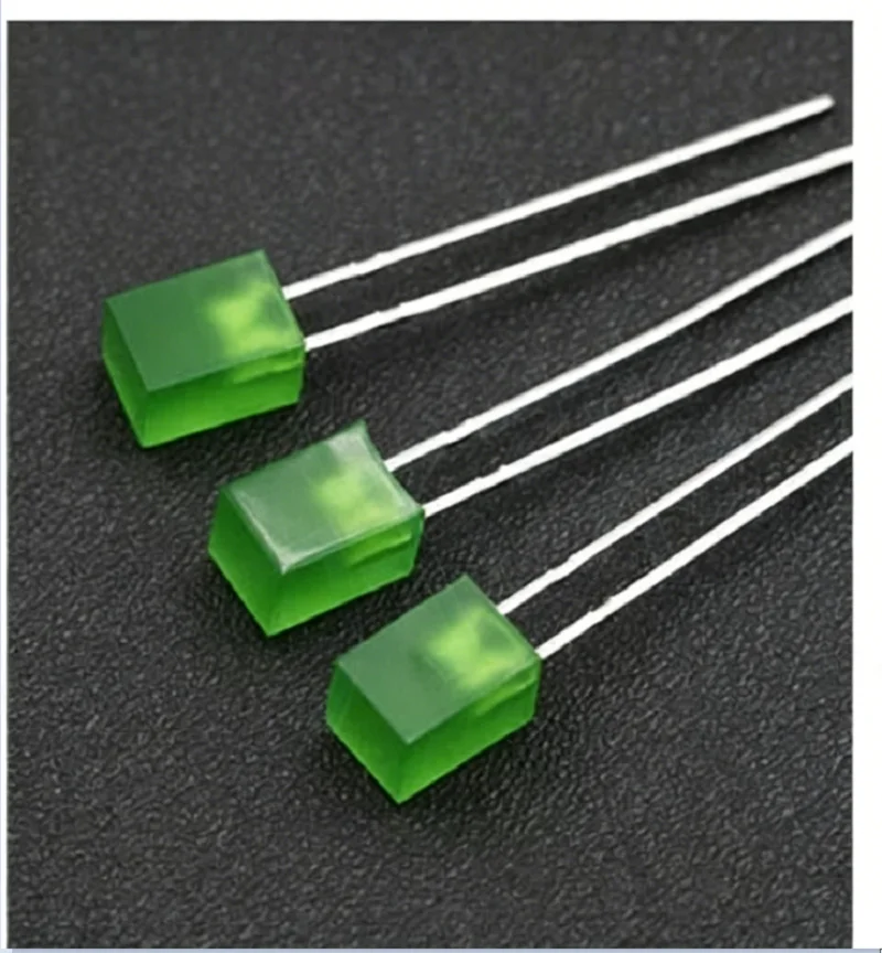 10PCS Green Diffused 5x5x7mm Square LED Diode, Long Pin DIP Through-Hole LED, Diffused Green Light Emitting Diode