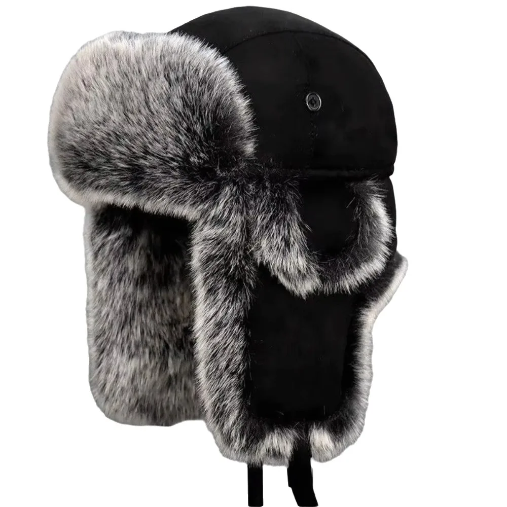 AliExpress NONE Vintage Suede Fabric Men Lei Feng Hat Imitation Fur Thick Ear Protection Hat with Ear Flaps Cold-Proof Hat Cycling