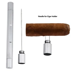 2 in 1 Cigar Draw Enhancer Needle Tool Cigar Punch & Holder Cigars Drill Accessories Gift For Men Smoking Tools