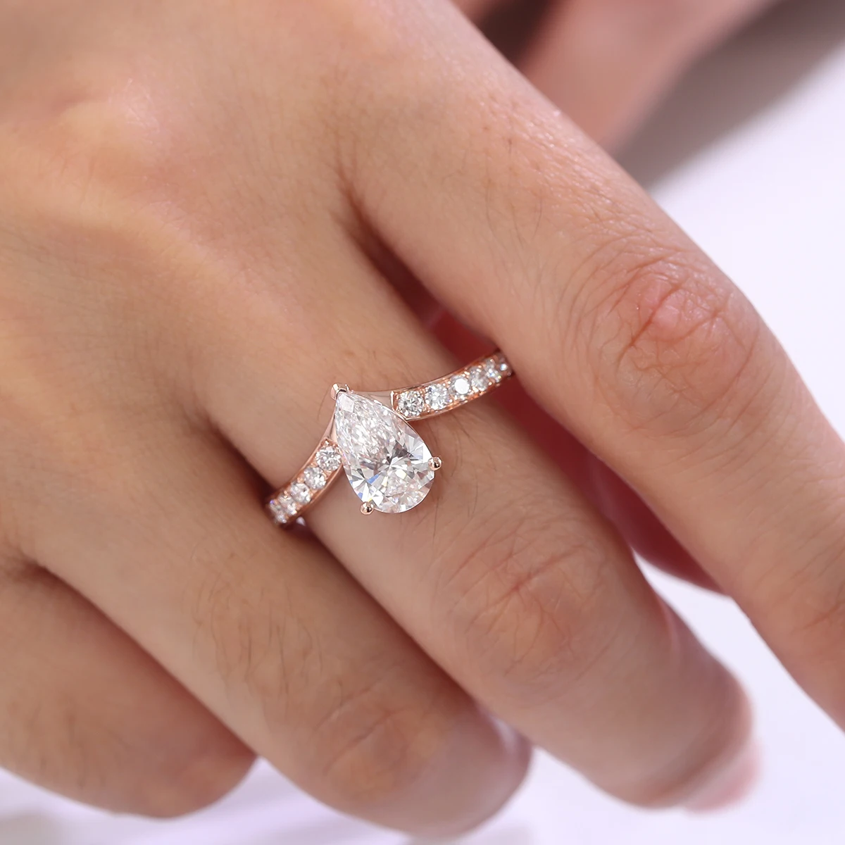 Pierścionki z wodnymi kroplami z Provence, złoto próby 9K 10K 14K, diamenty laboratoryjne 2ct IGI, półobwódek, pierścionek ślubny, biżuteria dla kobiet, prezenty świąteczne