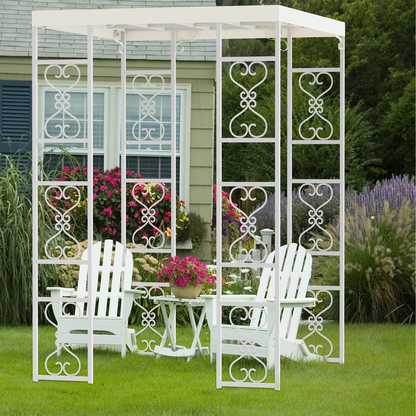 Heavy Duty Metal Garden Pergola Wedding Arbor Arch Plant Trellis Outdoor