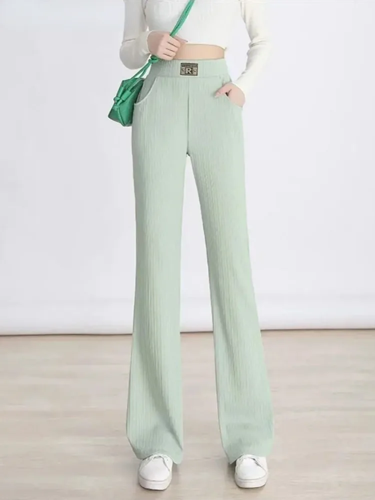 

Korean Soft Straight Sweatpants Women New Casual Ice Slik Wide Leg Pant High Waist Big Size 4xl Trousers Basic Thin Pantalones