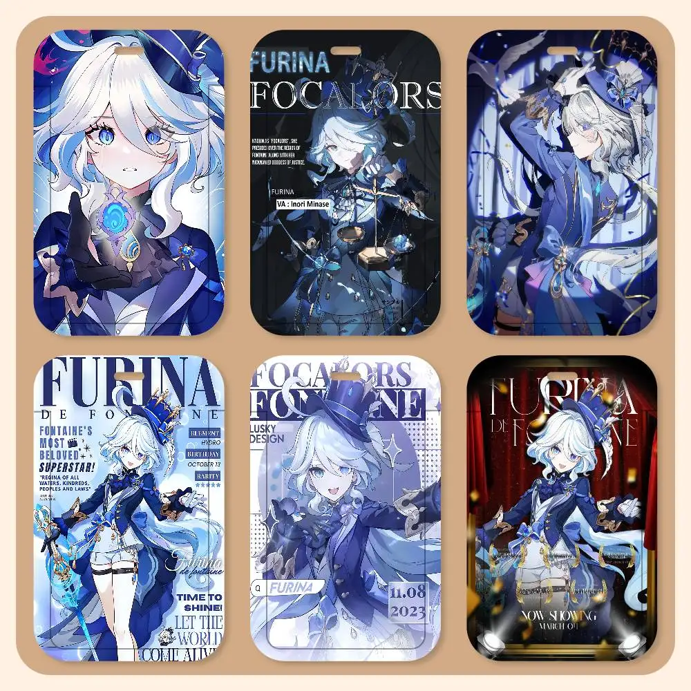 

Genshin Impact Furina Foutiane Anime Vintage Lanyard Card Holders Student ID Card Holders Neckband Card Holders