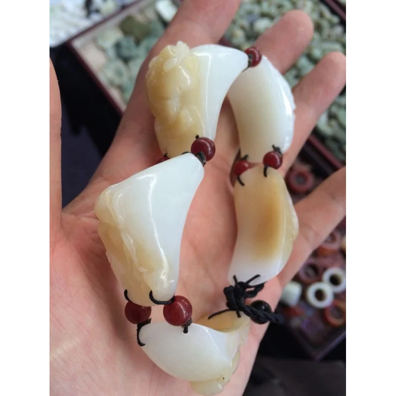 Hotan White Jade Five-Toxins Bracelet Men Women, Fashionable and Versatile