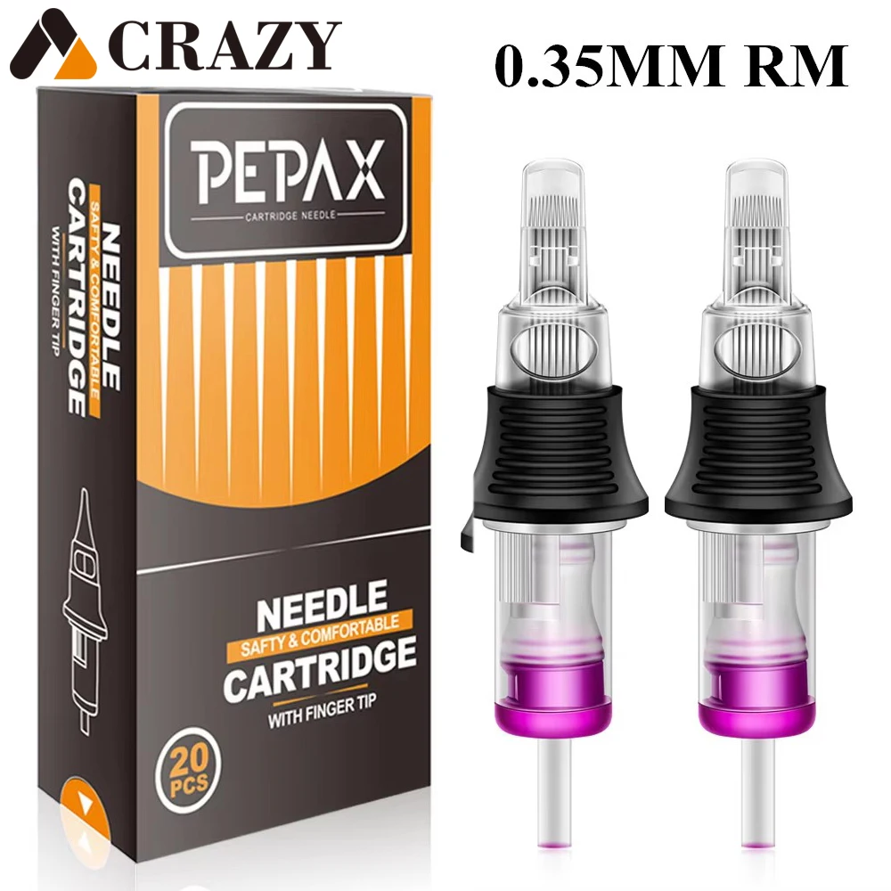 20pcs PEPAX RM Tattoo Cartridge Needles Curved Magnum Sterilized Safety Tattoo Needles for Tattoo Pen Machines