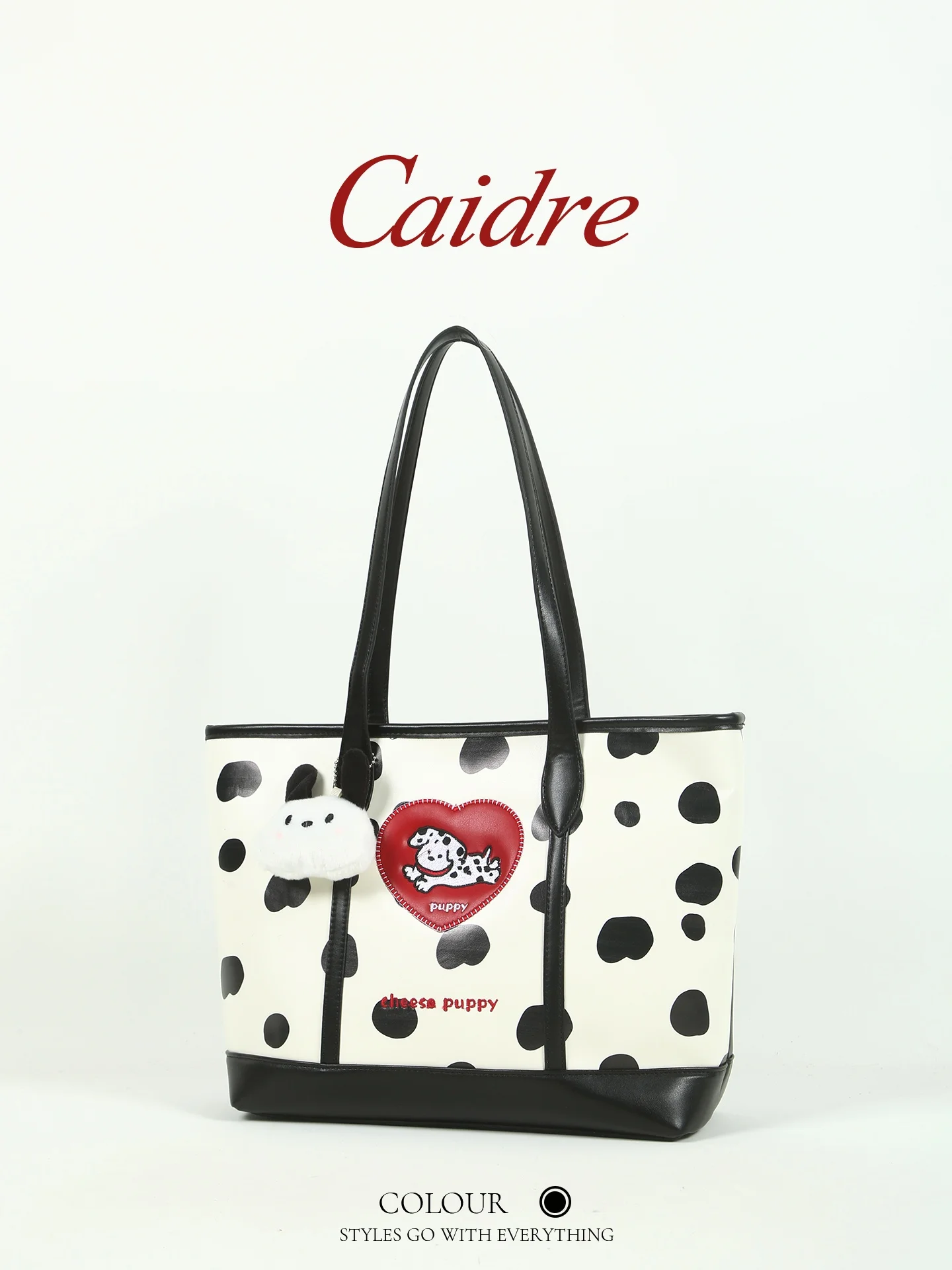 

Caidre Korean Style Dog Print Tote Bag Large Capacity Commuter Single Shoulder Bag Women's Birthday Gift Handbag