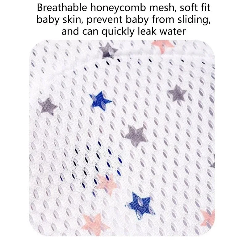 J15U Secure Baby Bath Bed Bathtub Net Pocket with 5 Designing, Adjustable and Convenient Newborns Shower Cushion