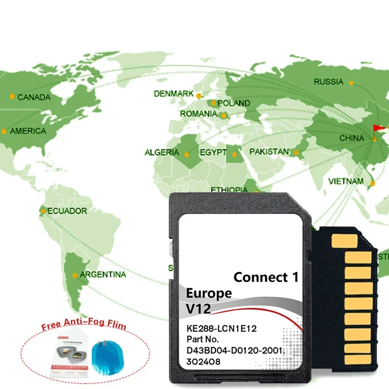 Connect 1 V12 Sat Nav LCN1 Update Europe Navigation SD Map Card for Nissan Juke Note with Antifog Flim