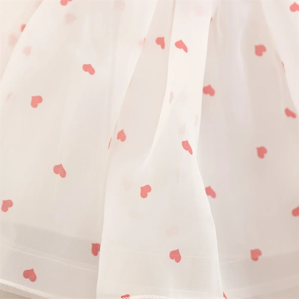 Girls White Polka Dot Princess Dress Kids Fantasy Birthday Party Dresses Girl Puff Sleeve Summer Tutu Gown Toddler Daily Costume