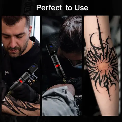 पेशेवर टैटू मशीन किट, 1300MAH पावर और 20PCS कार्ट्रिज सुइयों के साथ पूर्ण वायरलेस रोटरी मशीन पेन सेट 10 best sales टैटू मशीन - №5
