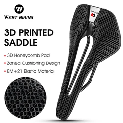 WEST BIKING 3D Printed Saddle Road Bike Variable Density Breathable Honeycomb Liquid Seat Resin Cushion Hollow Triathlon Saddle