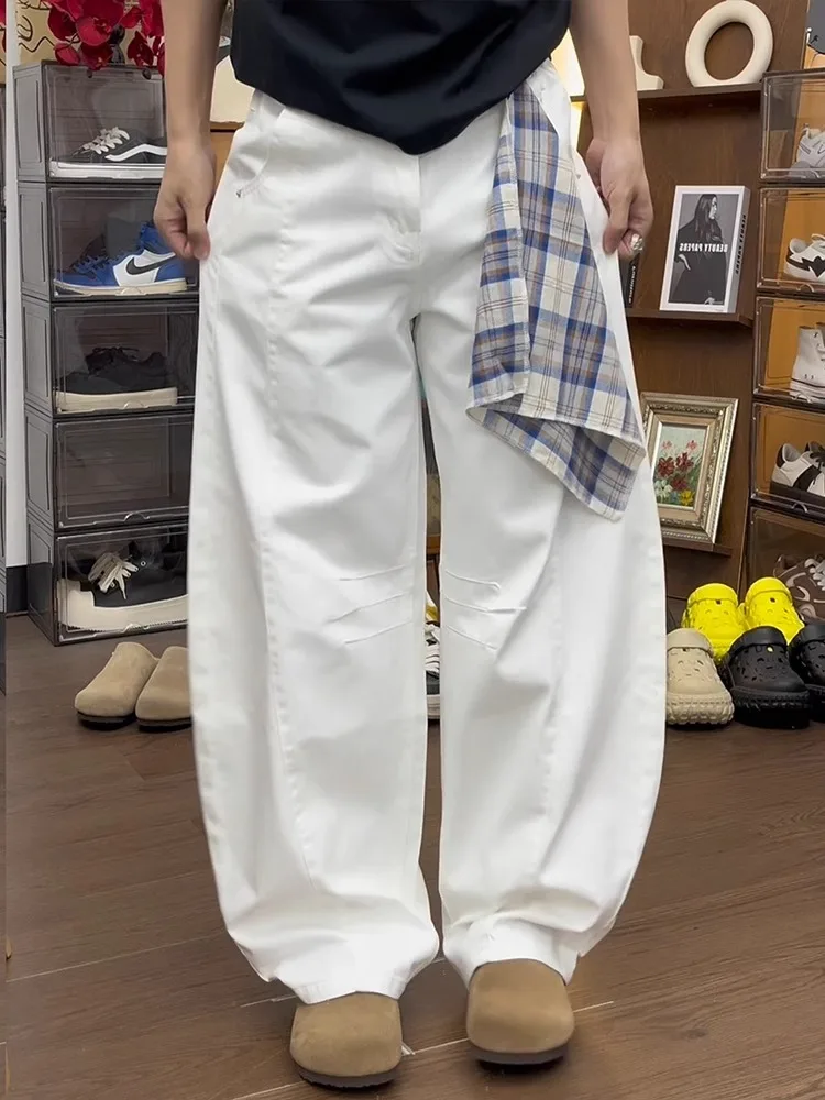 Cleanfit Amerikaanse Sle Waed Witte Casual Jeans Mannen Losse Baggy Versie Drapey Scythe Broek Ademende Rechte Pijpen Broek