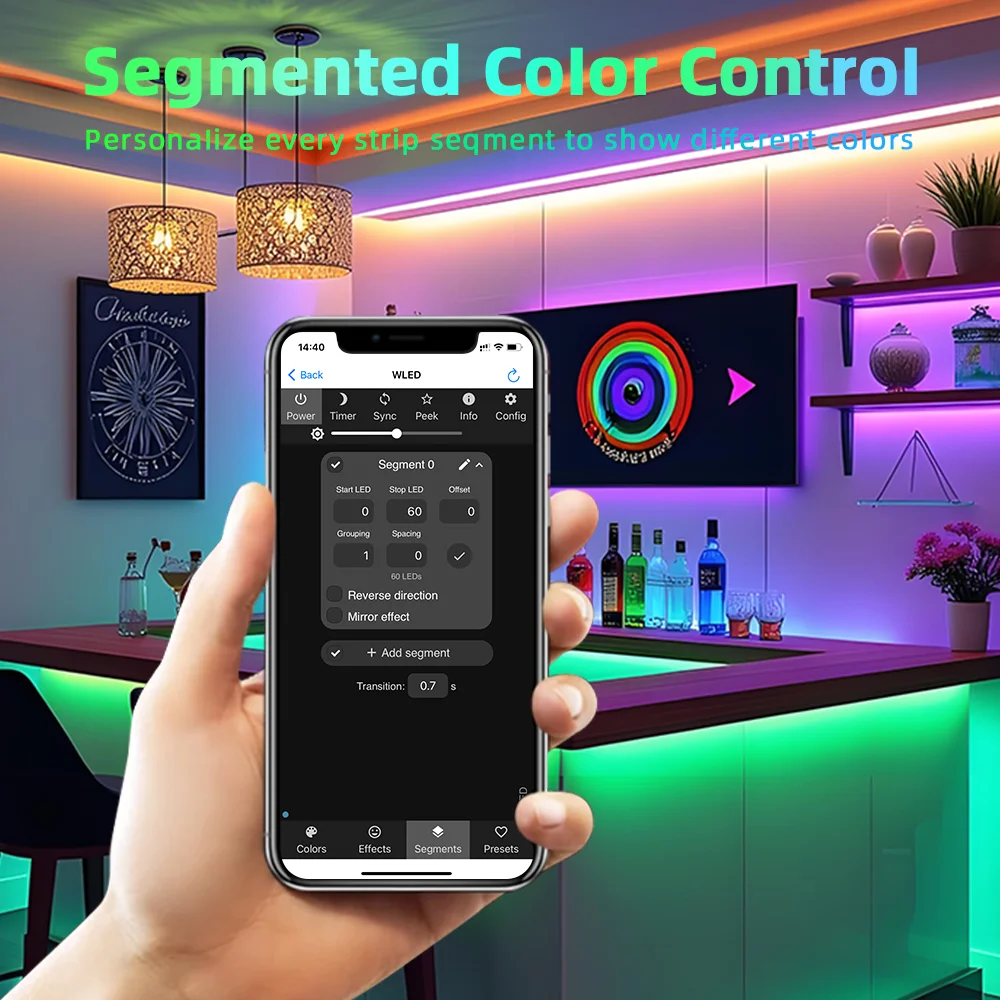 DOMRAEM 4-Kanal ESP32 Ethernet WLED-Controller für DIN-Schienenmontage, 30A 4x7,5A Unabhängige Sicherungen, WiFi Musik-Sync WS2811/12 RGBIC Streifen DIY – Detail 11