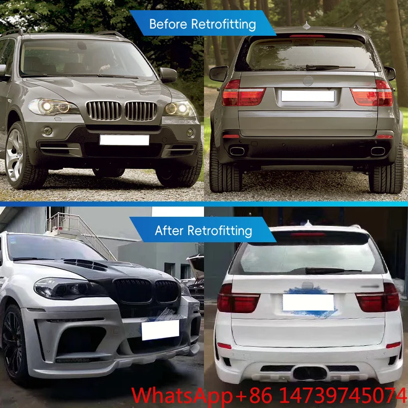 2006-2013 X5 E70 Full Body Surround Kit Front Rear Bumper Wheel Arch Fender Side Skirt Upgrade PartsCar Parts Body Kit