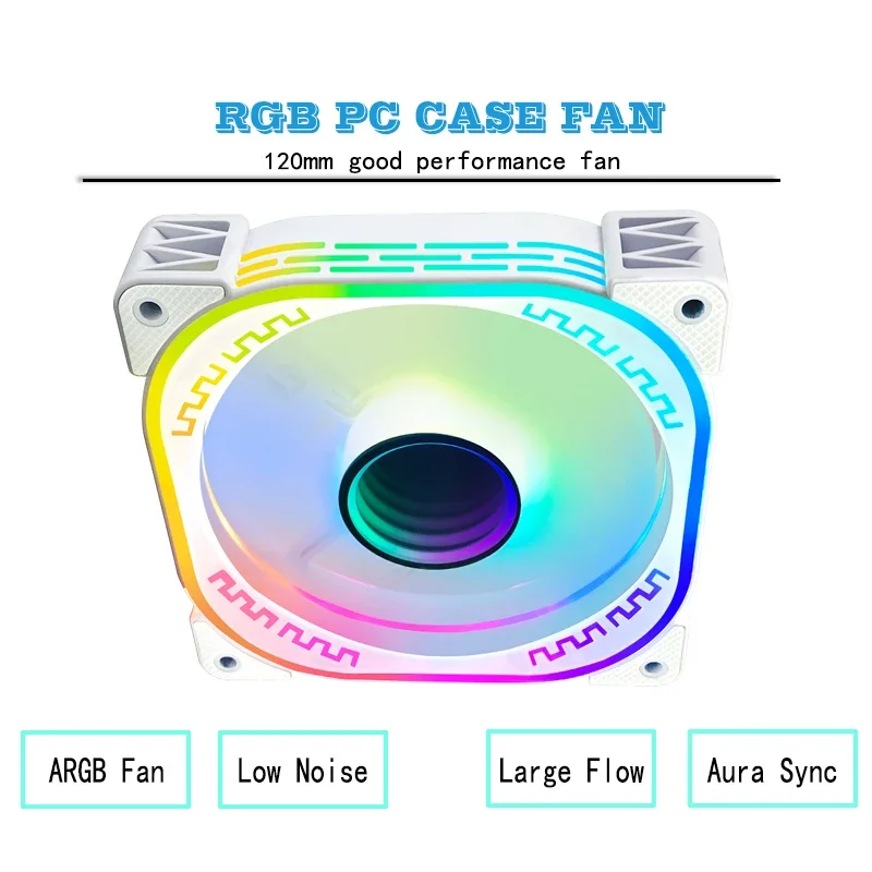 Iwongou 120Mm Fan Rgb Ar12pro Wit 5v3pin Aura Sync Kit Fan Rgb 4pin Pwm Onbeperkte Ruimte Pc Case Koelers 12Cm Ventilador