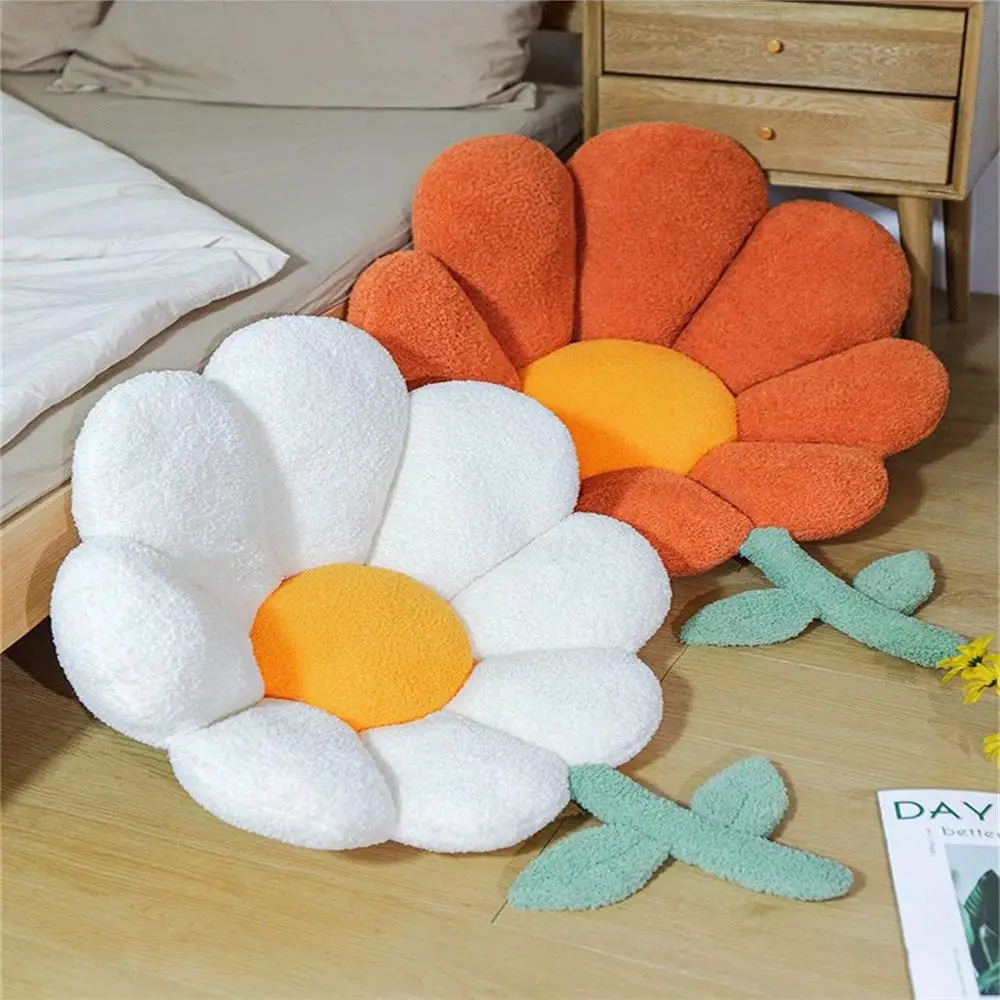 Ins Flower Pillow Office Chair Lumbar Back Cushion Cute Plush Sofa Throw Pillows Soft Elastic Decor Cushions Winter Oreiller