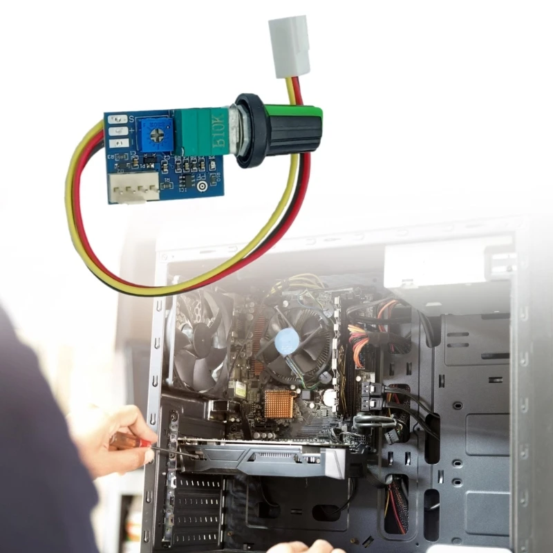 منظم مروحة قابل للتعديل مع مفتاح تحكم يدوي لضبط مروحة الكمبيوتر