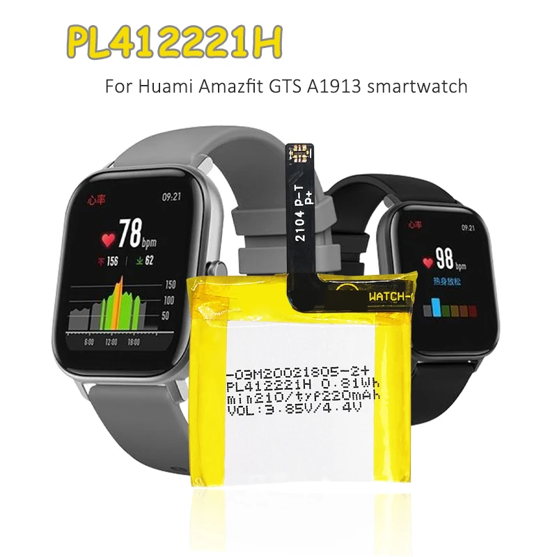 

PL412221H Battery 220mAh 3.85V Replacement Li-ion Polymer Batteries for Huami Amazafit GTS A1913 A1914 Smart Watch