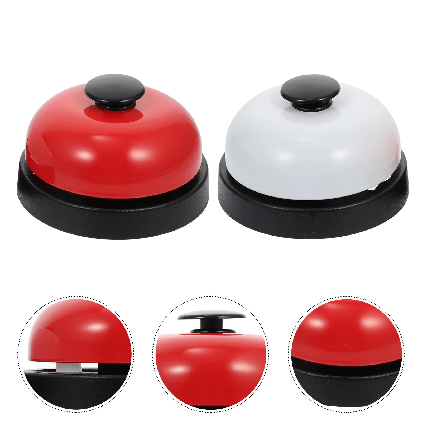 2 Pcs Game Bell Table Desk Toys Big Head Hand Pressing Service Competitive Metal Calling Ring Answering