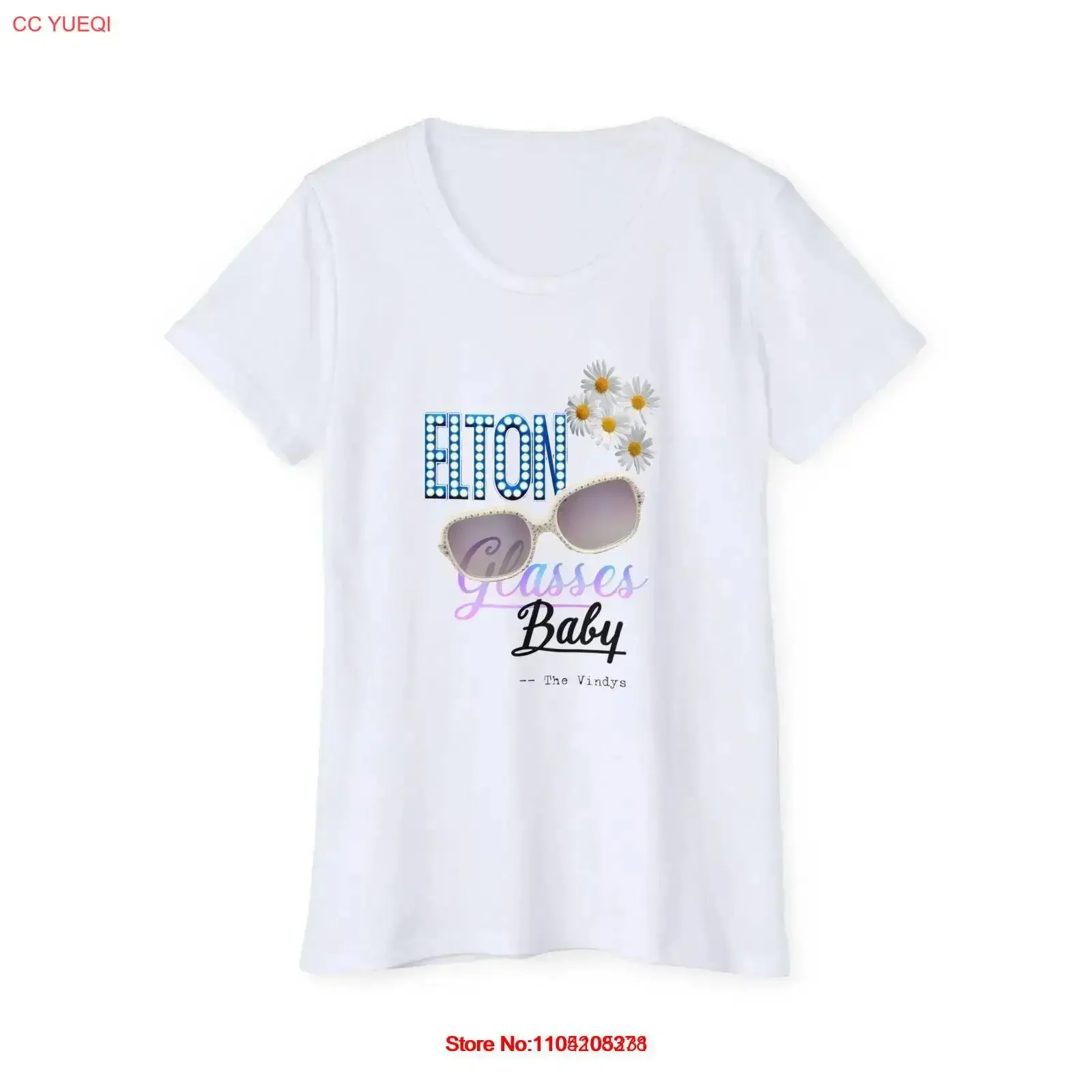 

Women's Organic T Shirt The Vindys Elton Glasses Baby Fan art vintage Washed Unisex Versatile graphic Top For Everyday Wear
