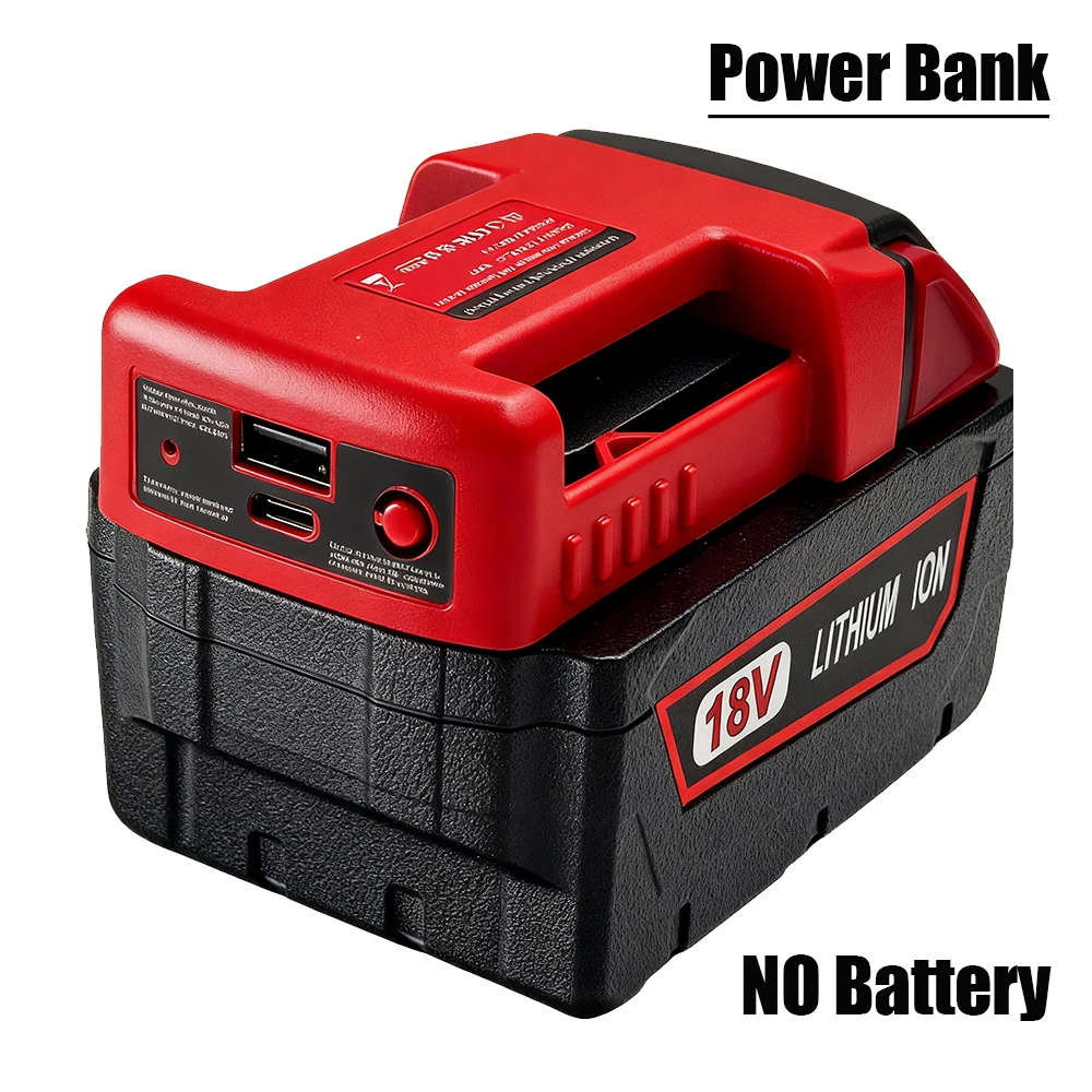 NEW Power Bank Charger For Milwaukee 18V Lithium Battery With USB With Type-C for Laptop Mobile Phone Charging(NO Battery)