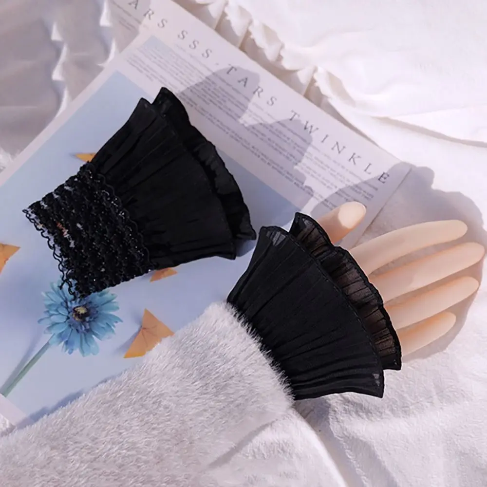 1Pair Sun Protection Sweater Decorative Scar Cover Arm Cover Detachable Sleeve Cuffs Lace Cuffs Ruffles Elbow Sleeve Fake Sleeve