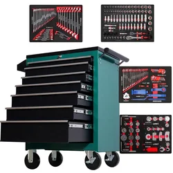 Metal Workshop Durable Garage 5 Drawer Mechanic Mobile Tool Box Trolley Tools Storage Cabinet with Hand Tool