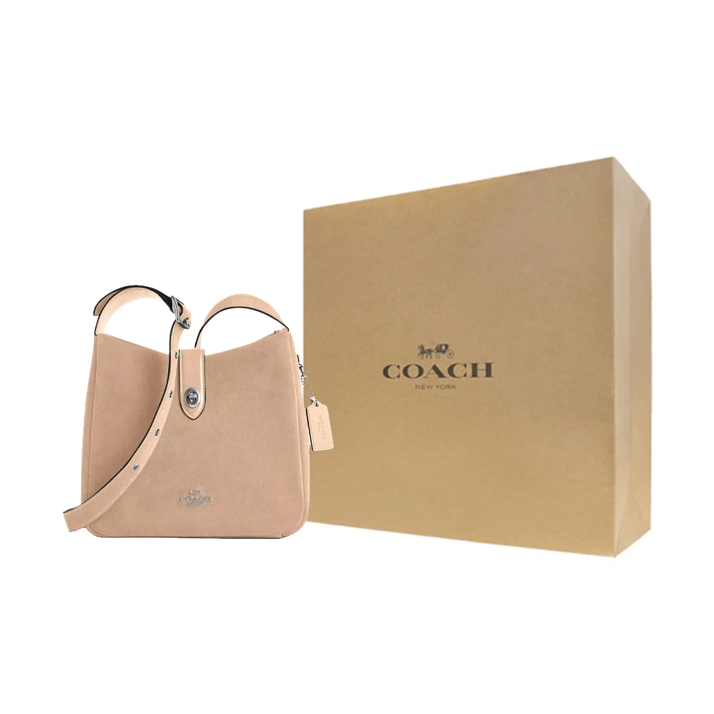 COACH Hadley Suede Shoulder Bag Medium Women's Light Taupe CW004-SVXRC