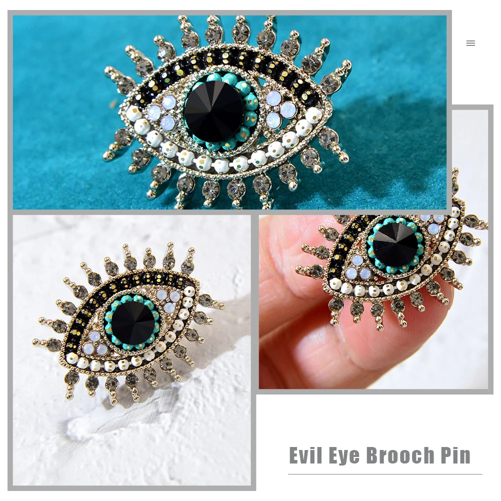 Demon Eye Brooch Vintage Decor Rhinestone Pin Metal Clothes Lapel Internet Celebrity