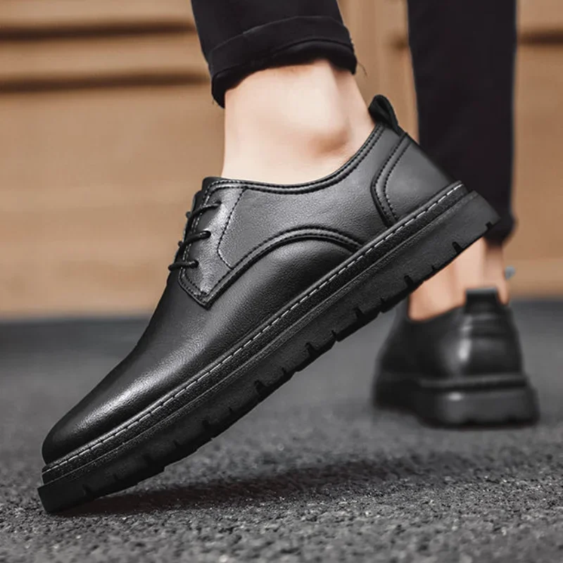 Social Shoe Male Leather Casual Men's Formal Shoes Office Official 39 Cheap Clearance Low Price Liquidation New Party Suit Black