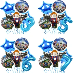 ROBLOX-Conjunto de globos de aluminio para cumpleaños, suministros de decoración de fiesta de dibujos animados, juego de recuerdo para Baby Shower, regalo de número, juguete para niño