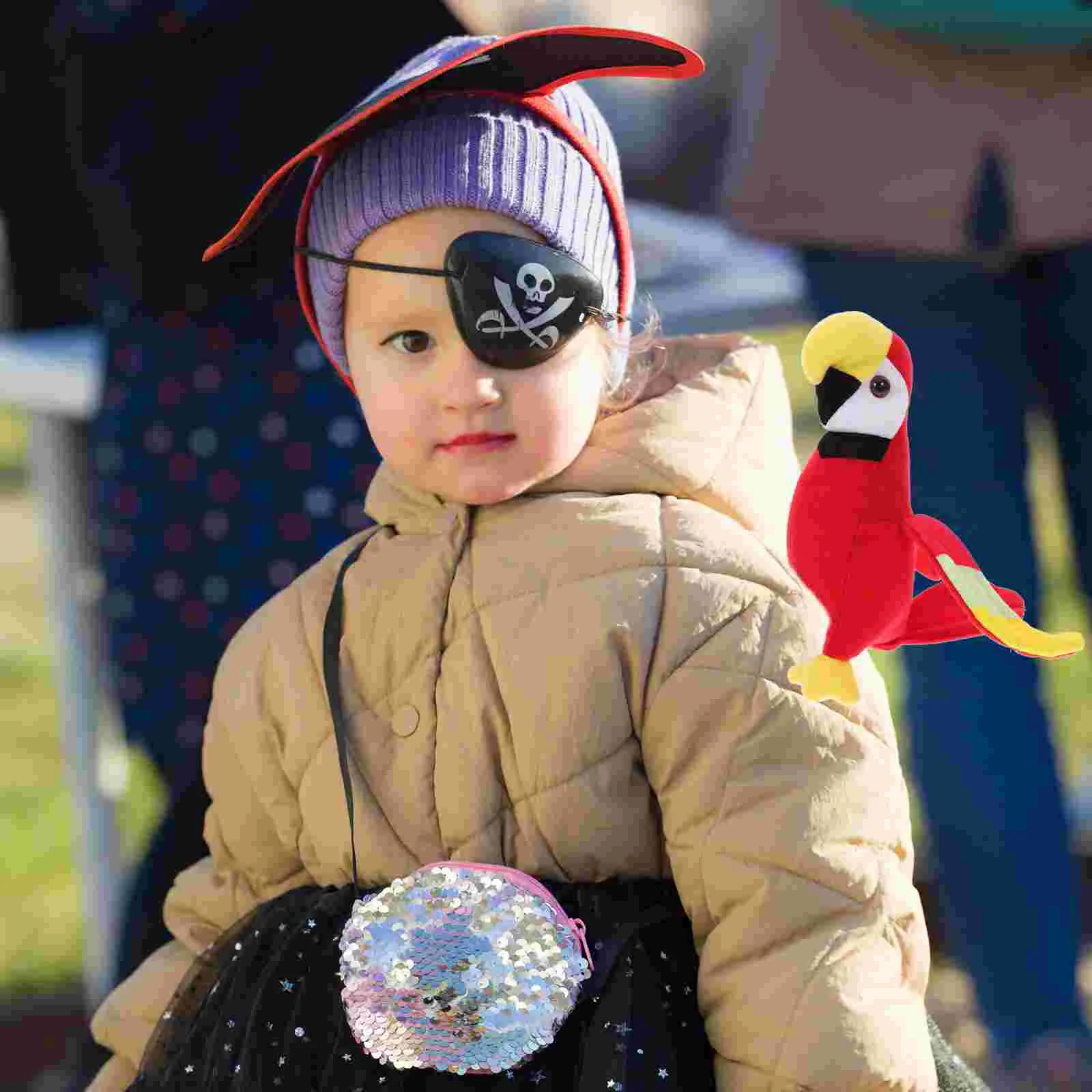 Parrot Costume Accessories Pirate Stuff Animals Stuffed Toy Shoulder Rest Red Plush on Child Halloween