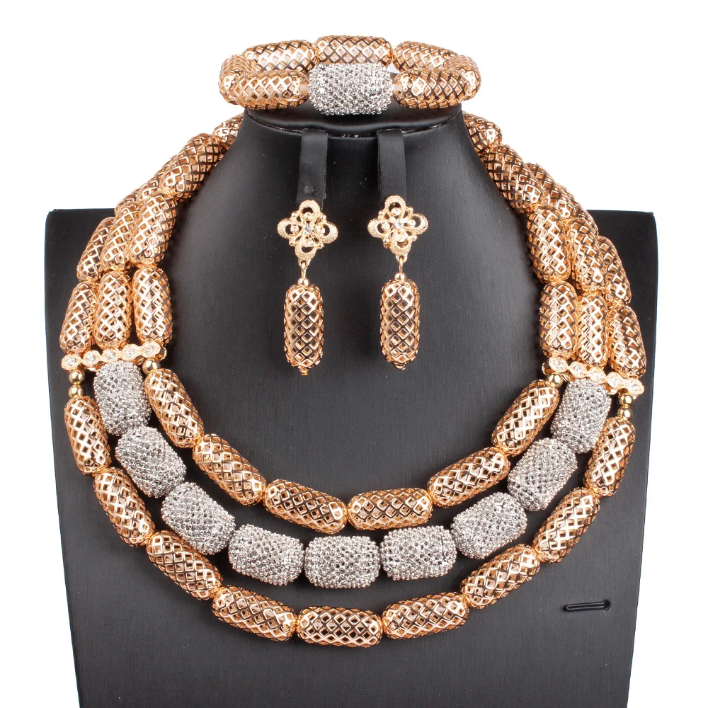 

New Dubai Gold/Silver Women Bridal Statement Necklace Set African Nigerian Wedding Jewelry Set Party Gift Free Shipping ABG214