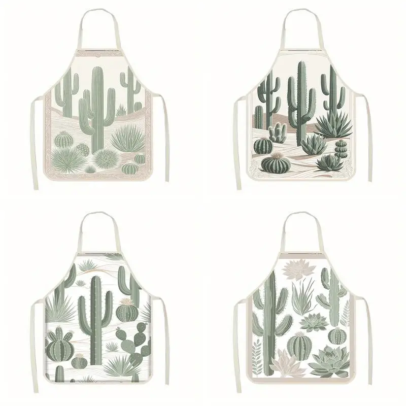 

Cactus-themed Apron Linen apron, suitable for kitchen cooking, parent-child interaction, painting and other scenarios