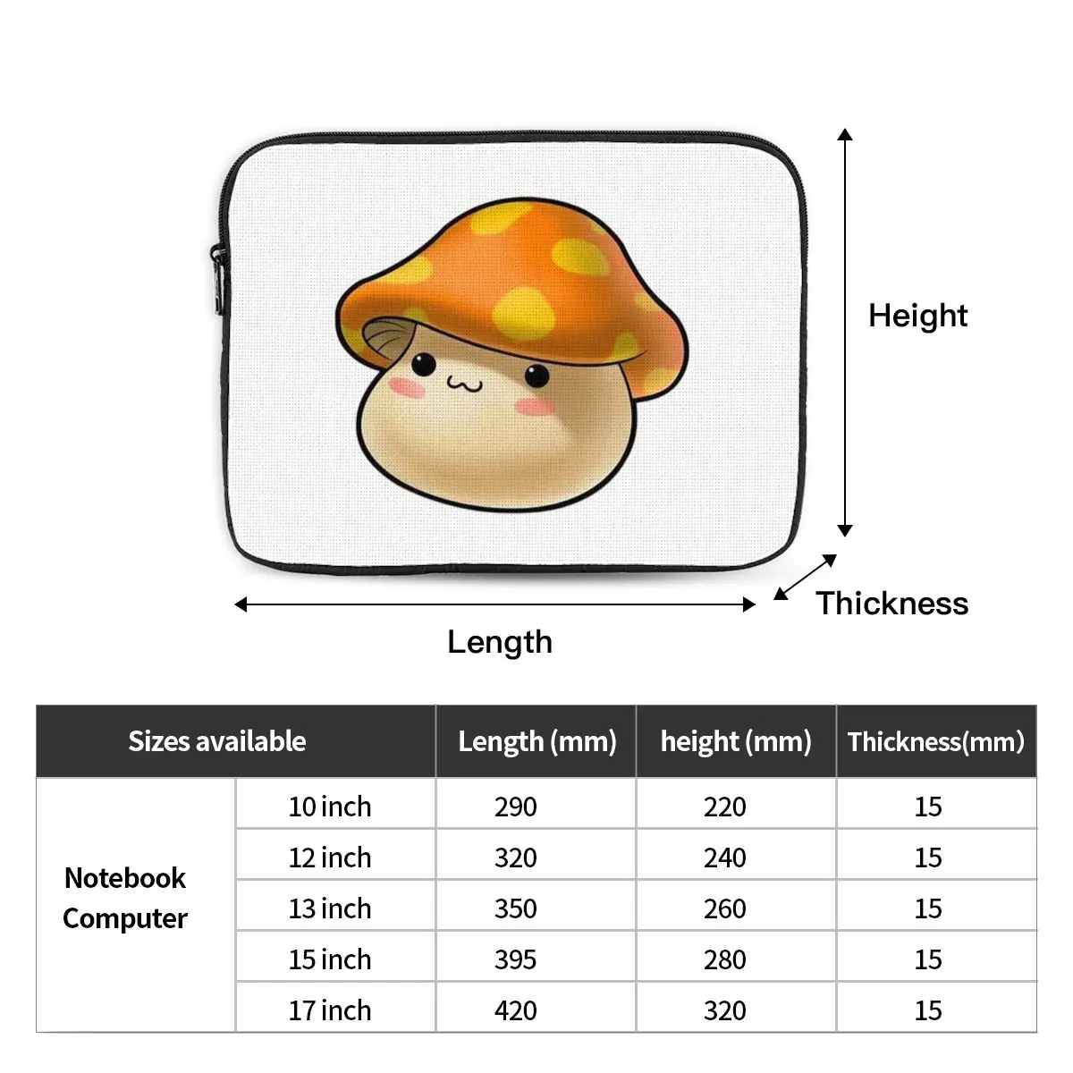 Maplestory Mushroom Notebook Laptop Bag Case Pouch Notebook Sleeve Cover Bag Tablet Shockproof Case Bag
