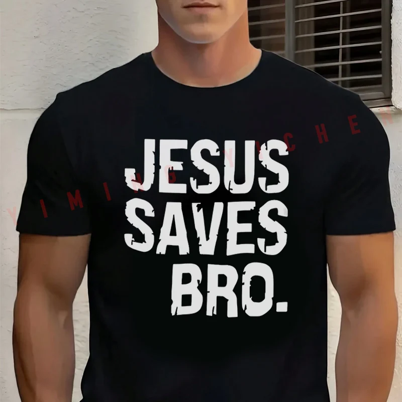 

Men T-Shirt Jesus Saves Bro Christian Motorcycle Tshirt Moto Cotton O-neck Short Sleeve Fashion Hip Hop Streetwear Tee