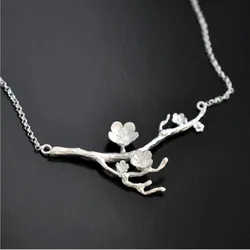 Exquisite Branches Sakura Popular 925 Sterling Silver Jewelry Creative Hypoallergenic Personality Pendant Necklaces XL030