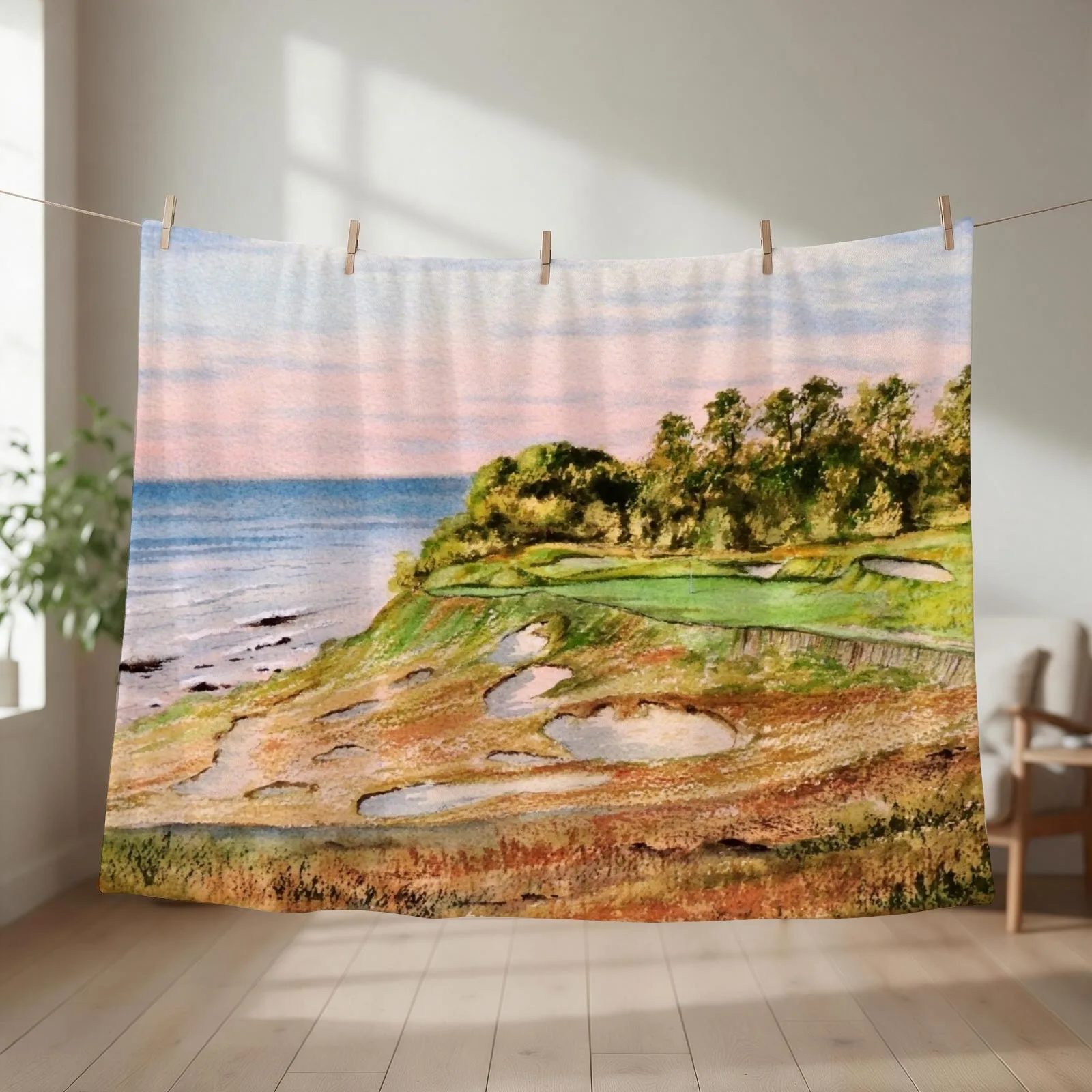 Whistling Straits Golf Course Throw Blanket couch cozy soft plush fuzzy picnic outdoor blanket