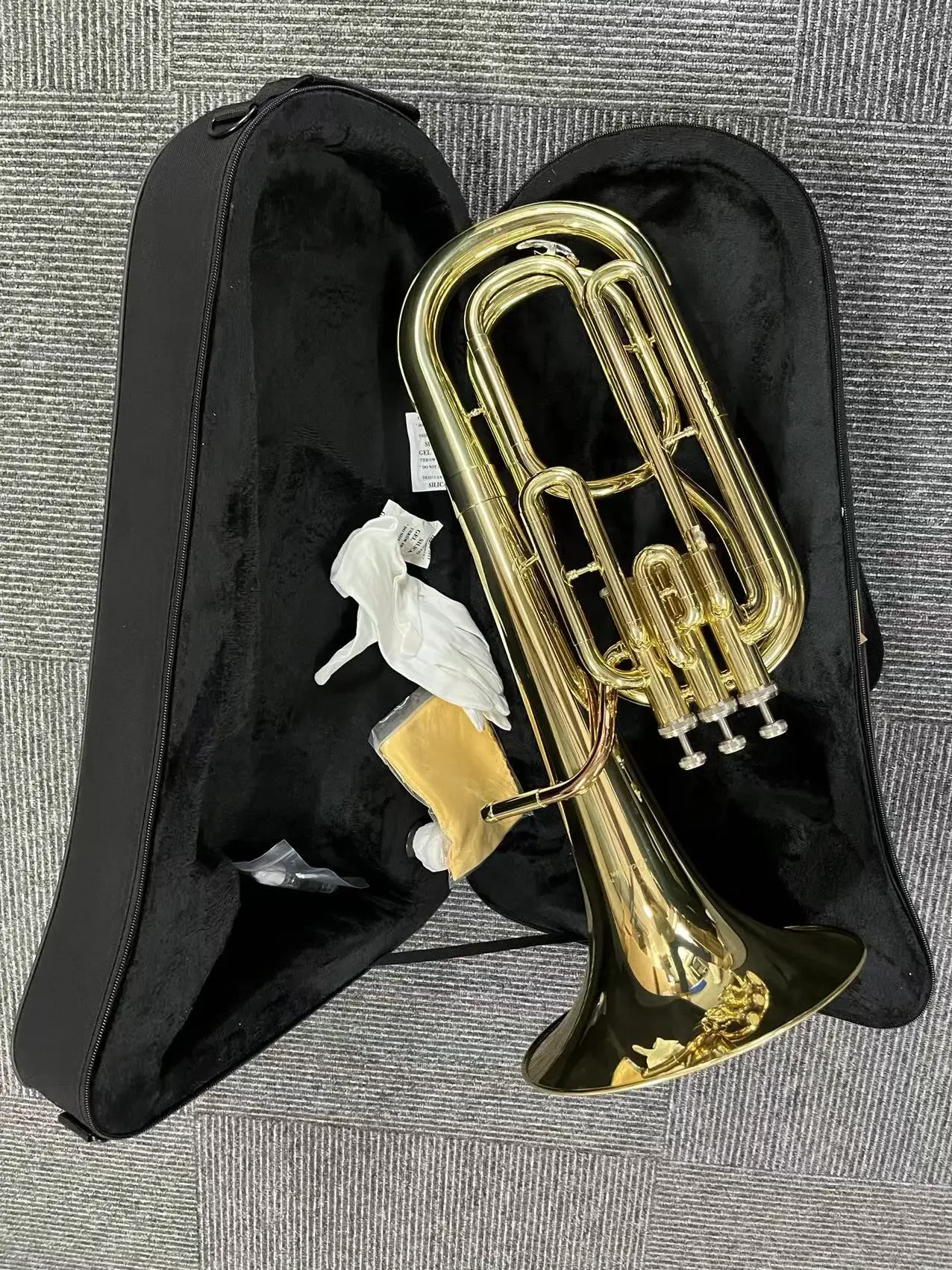 BR-G3400G-YRY Professional Piston-Style Gold Lacquer Surface Brass Baritone Horn Instrument