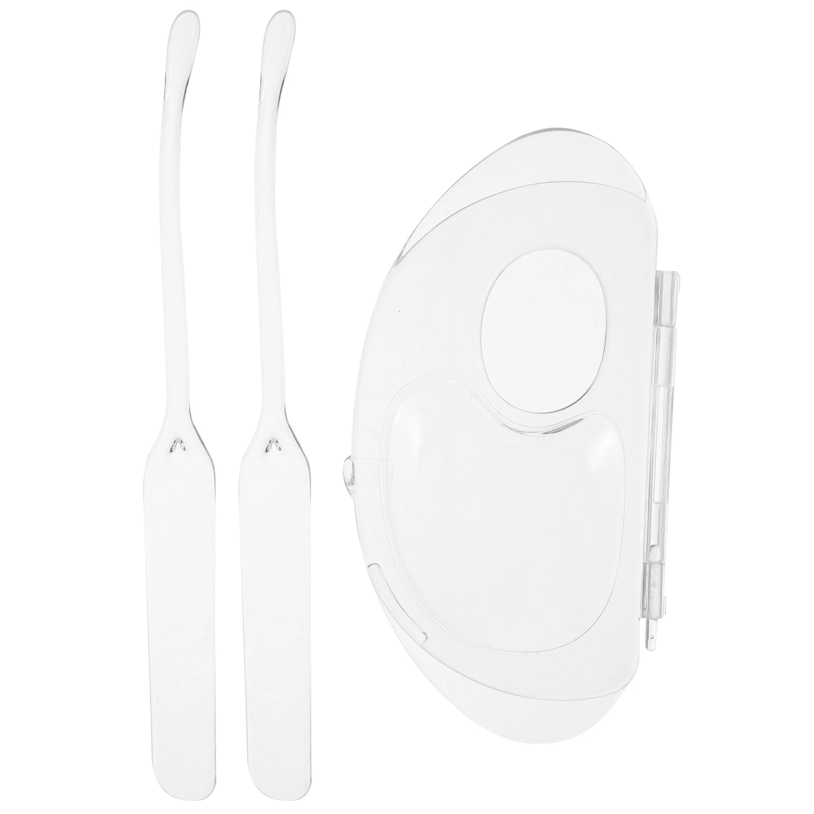

2 set 2 Sets Foundation Palette Clear Mixing Tray Beauty Spatula Acrylic Plate Tool Foldable Portable Makeup
