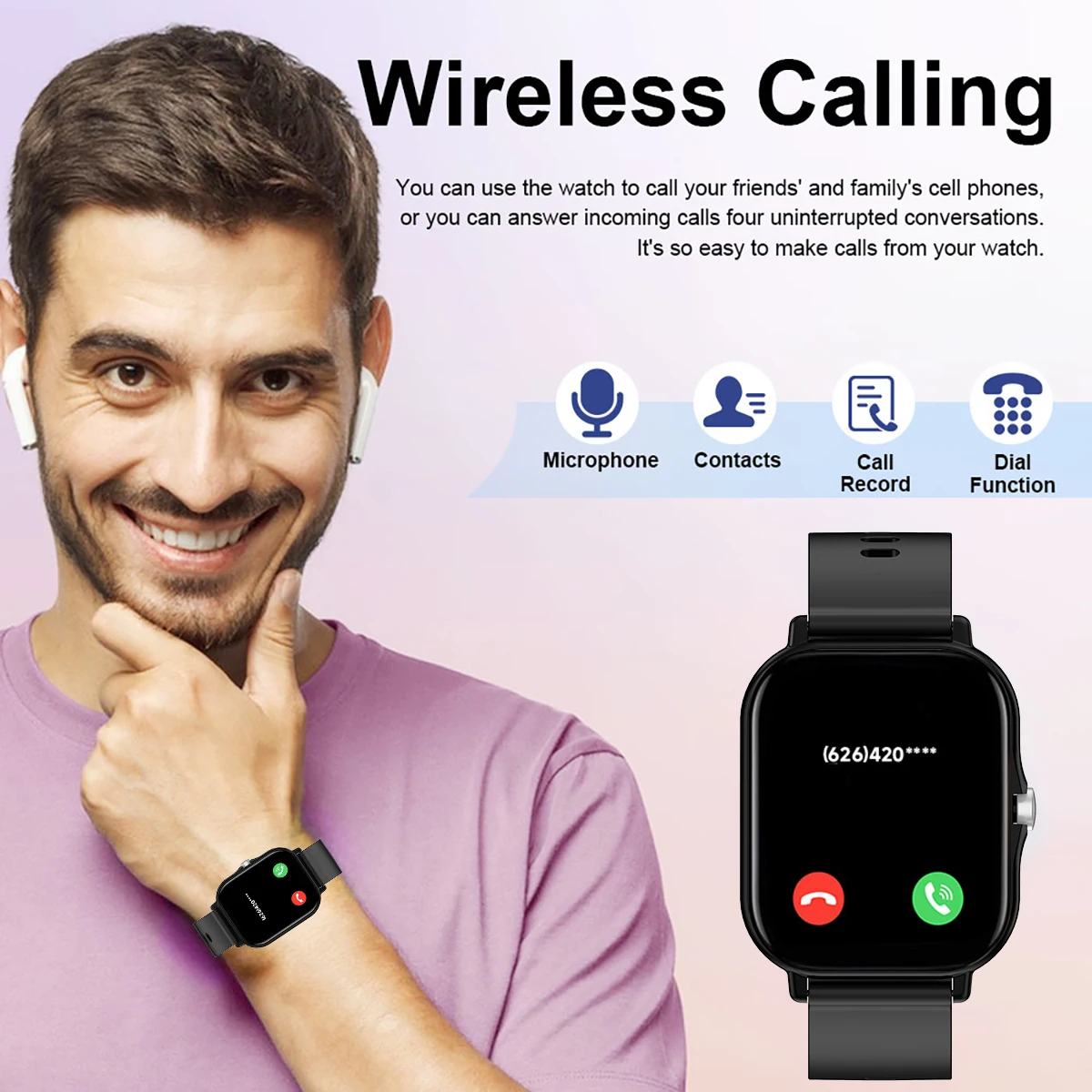 2,01-calowy smartwatch Bluetooth do połączeń IPhone dla mężczyzn i kobiet Zegarek do monitorowania stanu zdrowia Inteligentny zegarek do liczenia