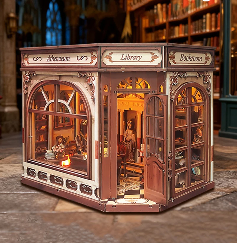 Bricolage Athena's Study Casa Kit de modèle miniature en bois Puzzle 3D maisons de poupée avec meubles maison de poupée pour amis cadeaux d'anniversaire