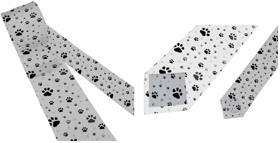 Corbata gris para hombre con estampado de pata de perro, corbata de moda para amantes de las mascotas para ocasiones informales formales