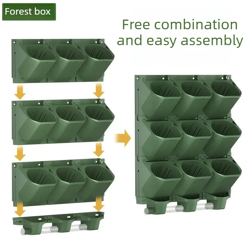 Wall Mounted Plant Pot Set Smart Drip Irrigation Automatic Watering Kit Balcony Garden Plastic Planters Vertical Flower Pots