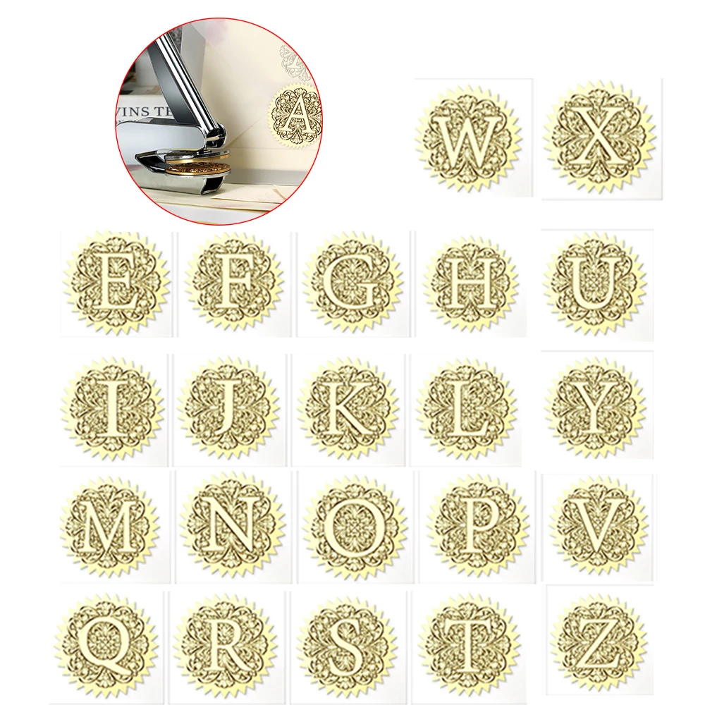 Embosser Stamps A-Z Upper Letter Case Embossor Stamps Initial Designs for DIY Wedding Invitation Envelope Letter Head Decor