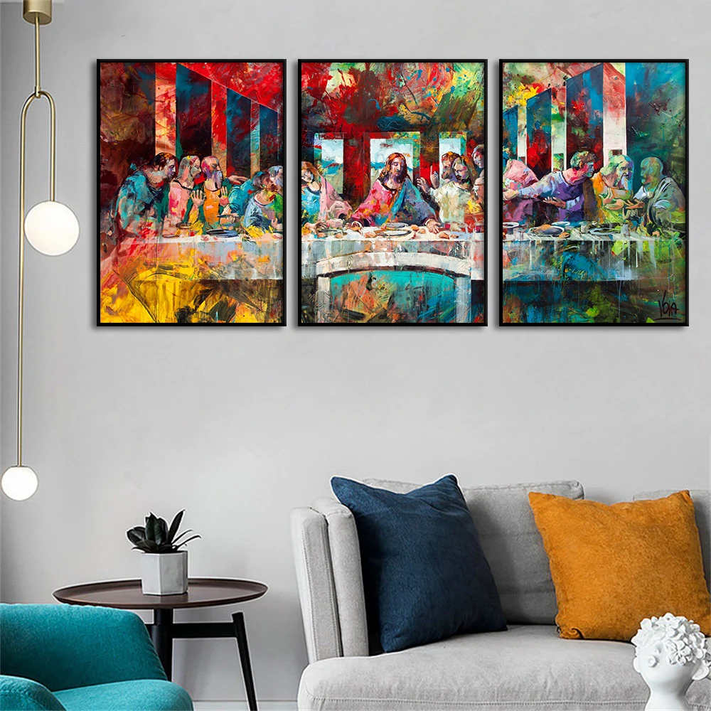 Street Graffiti Art Da Vinci Last Supper Painting Pop Wall Art Canvas Poster Print Abstract Pictures For Room Home Decor Cuadros